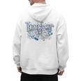 Teacher Blue Chinoiserie Coquette Bow Heart Teacher Life Men's Hoodie Back Print, trending gift