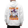 Trick Or Teach Teacher Halloween Ghost Pencil Floral Men's Hoodie Back Print, trending gift
