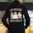 1st Grade Boo Crew Groovy Halloween Floral Ghost Kid Teacher Men's Hoodie Back Print, Groovy Teacher Hoodies, funny gift