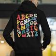 Alphabet Hi Back To School ABC Pre K Kindergarten Teacher Men's Hoodie Back Print, funny gift