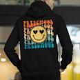 Back To School Groovy Smile Preschool Teachers Students Kids Men's Hoodie Back Print, funny gift