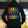 Colorful Crayon Kindergarten Team Tee For Teachers Students Men Women Kids Men's Hoodie Back Print, funny gift