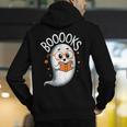 Cute Ghost Book Reading Halloween Teacher Men's Hoodie Back Print, funny gift