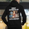 Easily Distracted By Cats & History Teacher Women Men Men's Hoodie Back Print, History Teacher Hoodies, funny gift
