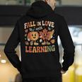 Fall In Love With Learning Retro Autumn Thanksgiving Teacher Men's Hoodie Back Print, funny gift Fall In Love With Learning Retro Autumn Thanksgiving Teacher Men's Hoodie Back Print, funny gift