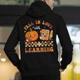 Fall In Love With Reading Book Autumn Pumpkins And Teachers Men's Hoodie Back Print, funny gift