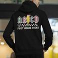 First Grade Rocks Teachers Back To School ABCD Rock Students Men's Hoodie Back Print, First Grade Teacher Hoodies, funny gift