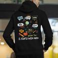 Friendship Inclusion Language Teacher It Starts With Hello Men's Hoodie Back Print, funny gift Friendship Inclusion Language Teacher It Starts With Hello Men's Hoodie Back Print, funny gift