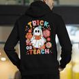 Groovy Halloween Trick Or Teach Retro Floral Ghost Teacher For Men Women Kids Men's Hoodie Back Print, Groovy Teacher Hoodies, funny gift
