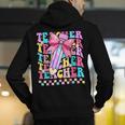 Groovy Teacher Cute Coquette Bow Flower Retro Back To School Men's Hoodie Back Print, Groovy Teacher Hoodies, funny gift
