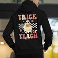 Groovy Teacher Halloween Retro Trick Or Teach Floral Ghost Men's Hoodie Back Print, Groovy Teacher Hoodies, funny gift