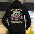 Halloween Teacher Zombie Reading Is Good For Brains Men's Hoodie Back Print, funny gift Halloween Teacher Zombie Reading Is Good For Brains Men's Hoodie Back Print, funny gift
