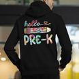 Hello Pre-K Pencil Teacher Student Tie Dye Men's Hoodie Back Print, funny gift