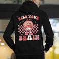 Kiss Your Brain Valentines Test Day Teacher Squad Kids Men's Hoodie Back Print, funny gift