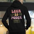 Leer Es Poder Groovy Spanish Teacher Bilingual Maestra Men Women Men's Hoodie Back Print, Groovy Teacher Hoodies, funny gift
