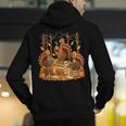 Librarian Turkey Reading Book Fall Thanksgiving Teacher Men's Hoodie Back Print, funny gift
