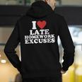 I Love Late Homework Excuses Sarcastic Teacher Lie For Men Women Men's Hoodie Back Print, funny gift I Love Late Homework Excuses Sarcastic Teacher Lie For Men Women Men's Hoodie Back Print, funny gift