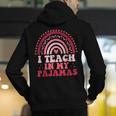 Rainbow Retro Homeschool Mom Teacher I Teach In My Pajamas Men's Hoodie Back Print, funny gift