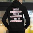 There Their They'Re Teacher English Grammar Police Men's Hoodie Back Print, English Teacher Hoodies, funny gift
