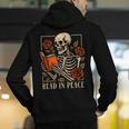 Read In Peace Skeleton Reading Book Halloween Teacher Men's Hoodie Back Print, funny gift