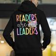 Readers Are Leaders Reading Book Lovers Teacher Women Kids Men's Hoodie Back Print, funny gift