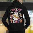 Retro Floral Ghost Trick Or Teach Groovy Teacher Halloween Men's Hoodie Back Print, Groovy Teacher Hoodies, funny gift