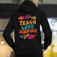 Retro Teach Love Inspire Back To School Teachers Men's Hoodie Back Print, funny gift