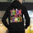 Retro Trick Or Teach Leopard Ghost Halloween Spooky Teacher Men's Hoodie Back Print, funny gift