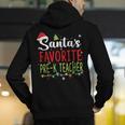 Santa's Favorite Pre-K Teacher Christmas Santa Hat Lights For Men Women Kids Men's Hoodie Back Print, funny gift