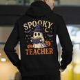 Spooky Teacher Halloween Cute Ghost Pumpkin Reading Women Men's Hoodie Back Print, funny gift