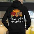 Teach Love Inspire Autumn Fall Plaid Leopard Pumpkin Teacher For Men Women Kids Men's Hoodie Back Print, funny gift
