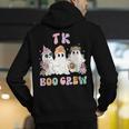 TK Boo Crew Retro Groovy Halloween Floral Ghost TK Teacher Men's Hoodie Back Print, Groovy Teacher Hoodies, funny gift