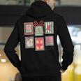 Vintage Preppy Very Merry Teacher Santa Stamps Christmas Men's Hoodie Back Print, funny gift Vintage Preppy Very Merry Teacher Santa Stamps Christmas Men's Hoodie Back Print, funny gift