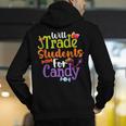 Will Trade Students For Candy Teacher Halloween Costume Men's Hoodie Back Print, funny gift