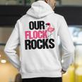 Our Flock Rocks Flamingo Mother's Day Teacher Men's Hoodie Back Print, funny gift