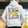 Hello Pre-K Preschool Back To School First Day Teacher Kids Men's Hoodie Back Print, funny gift