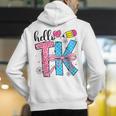 Hello TK Transitional Kindergarten Back To School Teacher Men's Hoodie Back Print, funny gift