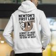 Newtons First Law Physics Jokes Science Teacher Men's Hoodie Back Print, Science Teacher Hoodies, funny gift