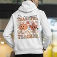 One Thankful Teacher Thanksgiving Groovy Fall Autumn Teacher Men's Hoodie Back Print, Groovy Teacher Hoodies, funny gift