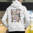 Teacher Library Ghost Reading Book Halloween Cat Men's Hoodie Back Print, funny gift Teacher Library Ghost Reading Book Halloween Cat Men's Hoodie Back Print, funny gift