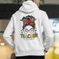 Teacher Life Messy Bun Glasses Leopard Sunflower Men's Hoodie Back Print, funny gift