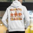 Thankful Teacher Retro Groovy Thanksgiving Fall Women Men Men's Hoodie Back Print, Groovy Teacher Hoodies, funny gift