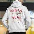 Visually Impaired Teacher Braille Bible Verse Walk By Faith Men's Hoodie Back Print, funny gift