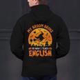 My Broom Broke So Now I Teach English Halloween Teacher Men's Hoodie Back Print, English Teacher Hoodies, gift for family, gift for coworker