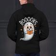 Cute Ghost Book Reading Halloween Teacher Men's Hoodie Back Print, gift for family, gift for coworker