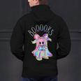 Cute Ghost Book Reading Halloween Teacher Top Girls Women Men's Hoodie Back Print, gift for family, gift for coworker