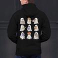 Cute Ghost Reading Books Teacher Halloween Reading Men Women Kids Men's Hoodie Back Print, gift for family, gift for coworker