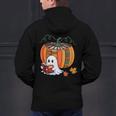 Fall Book Pumpkin Ghost Reading Books Halloween Teacher Men's Hoodie Back Print, gift for family, gift for coworker