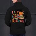 Fall In Love With Reading Autumn Thanksgiving Shirt Teacher Men's Hoodie Back Print, gift for family, gift for coworker