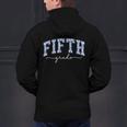 Fifth Grade Coquette Toile Blue Bow Floral Women Teacher Men's Hoodie Back Print, gift for family, gift for coworker Fifth Grade Coquette Toile Blue Bow Floral Women Teacher Men's Hoodie Back Print, gift for family, gift for coworker